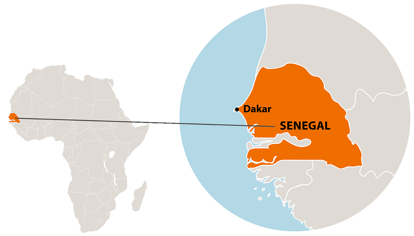 Die Lage vom Senegal in Afrika