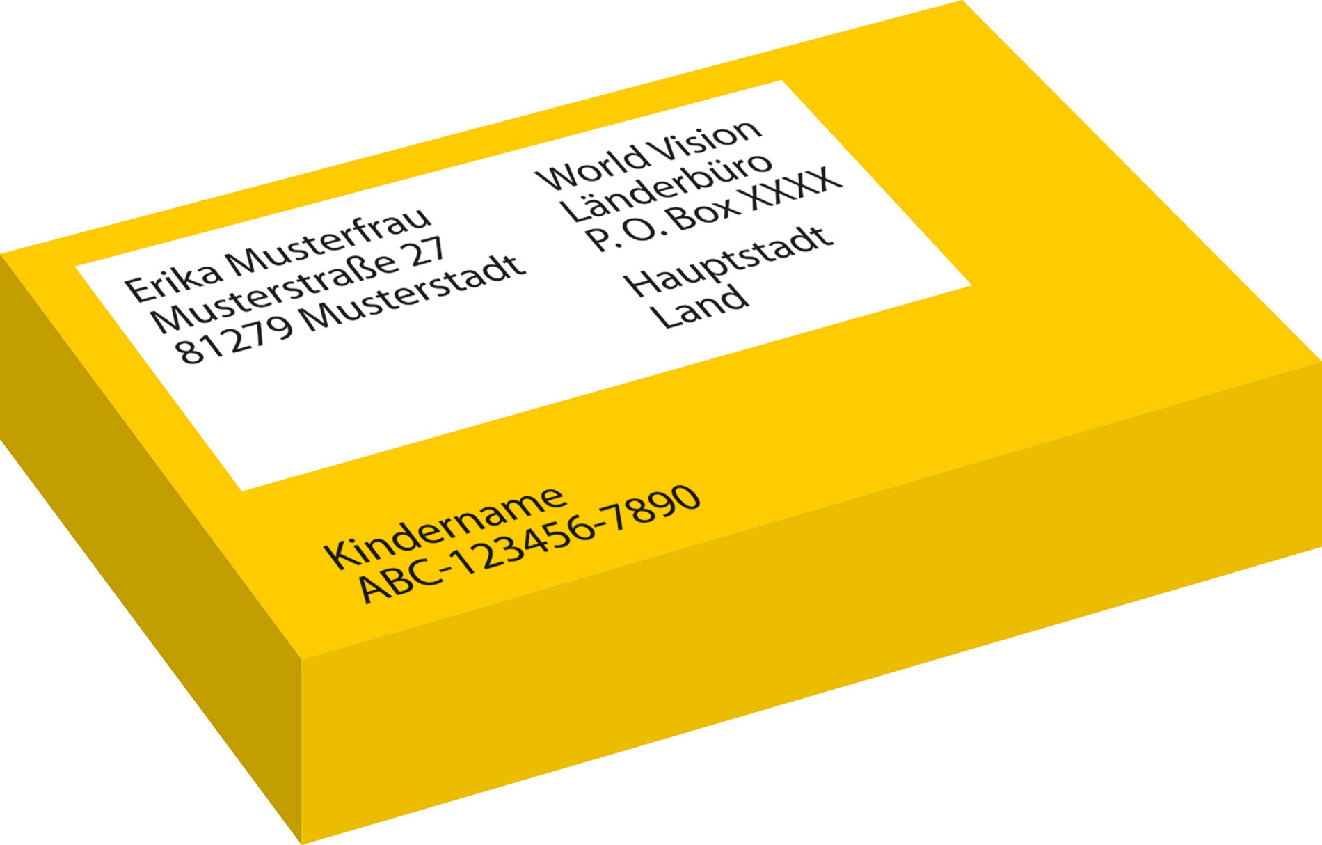 Geschenkpaket an das Patenkind adressieren