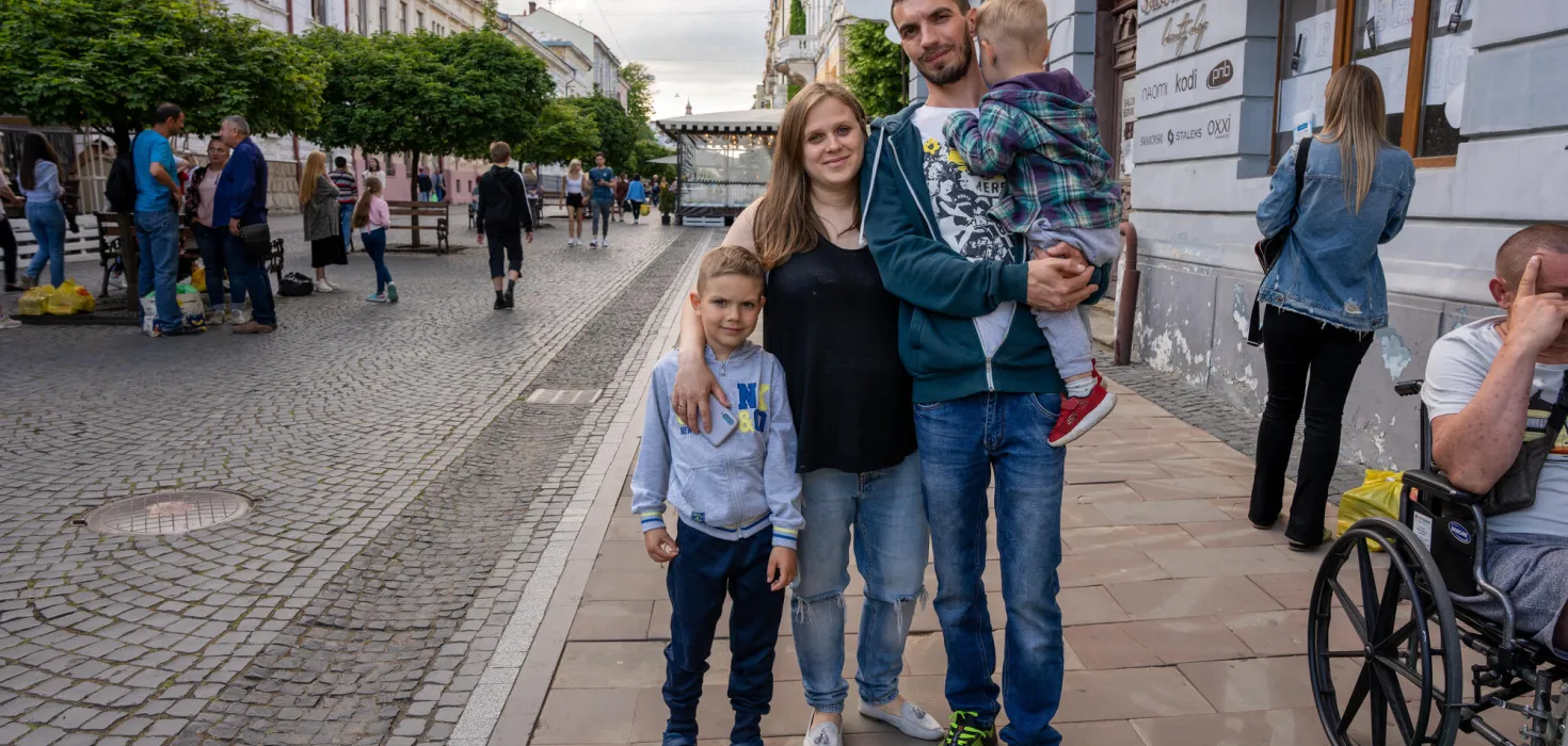 Ukrainische Flüchtlingsfamilie