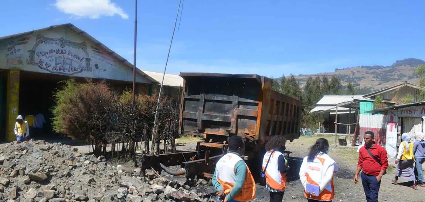 Durch den Konflikt in Nordäthiopien zerstörtes Klassenzimmer in Ost-Amhara
