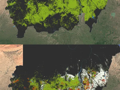 Satellitenbilder zeigen den Verlust landwirtschaftlicher Fläche im Sudan