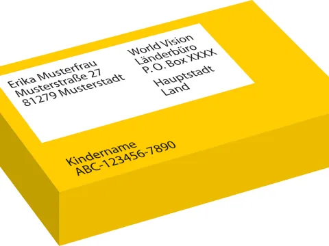 Geschenkpaket an das Patenkind adressieren