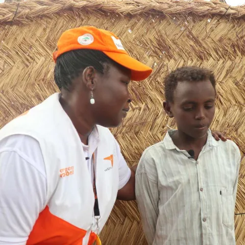 Geflüchteter Junge aus dem Sudan