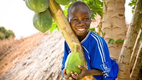 Kind mit Papaya